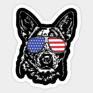 Australian Cattle Dog American Flag Sunglasses Sticker